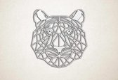 Line Art - Tijger - S - 47x45cm - EssenhoutWit - geometrische wanddecoratie