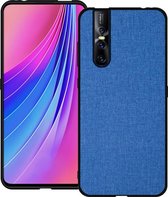 Schokbestendige doek textuur pc + tpu beschermhoes voor vivo v15 pro (donkerblauw)