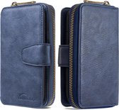 Voor Galaxy A70 afneembare multifunctionele horizontale flip lederen tas met kaartsleuven en rits portemonnee en fotolijst (blauw)