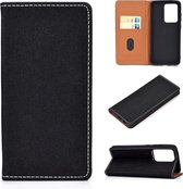 Voor Galaxy S20 Plus effen kleur mat magnetische horizontale flip lederen tas met kaartsleuven en houder (zwart)