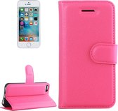 Voor iPhone 5 & 5s & SE Litchi Texture Horizontaal Flip Leren Case met Houder & Kaartsleuven & Portemonnee (Magenta)