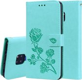 Rose reliëf horizontale Flip PU lederen tas voor Huawei Mate 20, met houder & kaartsleuven & portemonnee (groen)