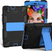 Voor Galaxy Tab A8.0 2019 / T290 schokbestendige tweekleurige siliconen beschermhoes met houder (zwart + blauw)