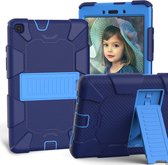 Voor Galaxy Tab A8.0 2019 / T290 schokbestendige tweekleurige siliconen beschermhoes met houder (donkerblauw + blauw)
