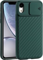 Voor iPhone XR Sliding Camera Cover Design Twill Anti-Slip TPU Case (groen)