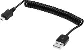 Micro USB-gegevens / oplader intrekbare opgerolde kabel, opgerolde kabel strekt zich uit tot 90 cm, voor Samsung / Huawei / Geschikt voor Xiaomi / Meizu / LG / HTC en andere smartphones (zwart)