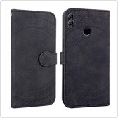 Voor Huawei Mate 20 geperst afdrukpatroon Horizontale flip PU lederen tas met houder en kaartsleuven & portemonnee en lanyard (zwart)