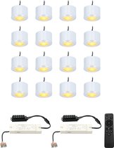 HOFTRONIC Navarra - Dimbare verandaverlichting set van 16 - LED - Zaagmaat 33mm - RVS - Plug & Play - Op- en inbouw - 3 Watt - 200 lumen - 12V - 2700K Extra warm wit - Plafondspots - Verlicht