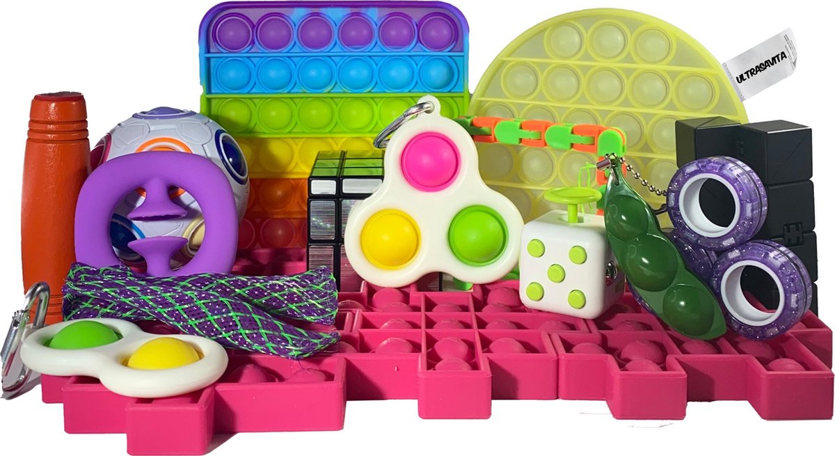 Mega Fidget Toys Pakket 19 Stuks - Pop It, Infinity Cube en meer - Merkloos