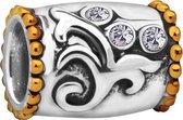 Quiges - 925 - Zilveren - Bedels -Sterling zilver - Beads - Hart Slot met Zirkonia Kraal Charm - Geschikt – voor - alle bekende merken - Armband Z348