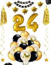 24 jaar verjaardag feest pakket Versiering Ballonnen voor feest 24 jaar. Ballonnen slingers sterren opblaasbare cijfers 24