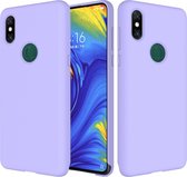 Effen kleur Vloeibare siliconen valbestendige beschermhoes voor Xiaomi Mi Mix 3 (paars)
