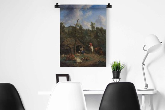 Tapisserie Adriaen Van de Velde - La cabane - Peinture d'Adriaen van de Velde Tapisserie coton 60x80 cm - Tapisserie avec photo
