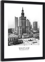 Foto in frame ,  Paleis van Cultuur in Warschau  , 80x120cm , Zwart wit , wanddecoratie
