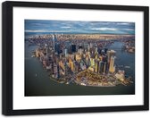 Foto in frame ,  New York vanuit de lucht  ,120x80cm , Multikleur , wanddecoratie