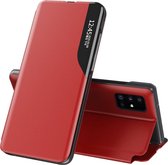 Voor Samsung Galaxy A02S zijscherm magnetisch schokbestendig horizontaal flip lederen tas met houder (rood)