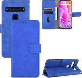 Voor TCL 10L effen kleur huid gevoel magnetische gesp horizontale flip kalf textuur PU lederen tas met houder & kaartsleuven & portemonnee (blauw)