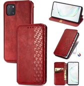 Voor Galaxy Note 10 Lite / A81 / M60S Cubic Grid Pressed Horizontal Flip Magnetic Leather Case met houder & kaartsleuven & portemonnee (rood)
