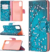 Voor OPPO Reno4 5G Gekleurde tekening patroon Horizontale flip lederen tas met houder & kaartsleuven & portemonnee (pruimenbloesem)