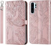 Voor Huawei P30 Pro Life of Tree Embossing Pattern Horizontale Flip Leather Case met Houder & Card Slot & Portemonnee & Fotolijst & Lanyard (Rose Gold)