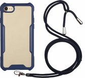 Acryl + kleur TPU schokbestendig hoesje met nekkoord voor iPhone 6 (donkerblauw)
