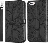 Life of Tree Embossing Pattern Horizontale flip lederen tas met houder & kaartsleuf & portemonnee & fotolijst & lanyard voor iPhone 6 Plus & 6s Plus (zwart)