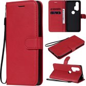 Voor Motorola Moto Edge + effen kleur horizontale flip beschermende lederen tas met houder & kaartsleuven & portemonnee & fotolijst & lanyard (rood)