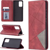 Voor Samsung Galaxy A72 5G prismatisch onzichtbaar magnetisch horizontaal flip lederen tas met houder & kaartsleuven en fotolijst (rood)