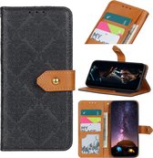 Voor LG K52 / K62 / Q52 Europese bloemen reliëf koperen gesp horizontale flip PU lederen tas met houder & kaartsleuven & portemonnee & fotolijst (zwart)