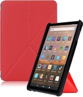 Voor Amazon Fire HD 8 (2020) Transformers Style Horizontale flip lederen tas met houder en slaap- / wekfunctie (rood)