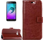 Voor Galaxy J3 (2016) / J310 Crazy Horse Texture Horizontale Flip Leren Case met Magnetische Gesp & Houder & Kaartsleuven & Portemonnee & Fotolijst (Bruin)