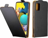 Voor Samsung Galaxy A51 (5G) Zakelijke stijl verticale flip TPU lederen tas met kaartsleuf (zwart)