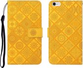 Etnische stijl reliëf patroon horizontale flip lederen tas met houder & kaartsleuven & portemonnee & lanyard voor iPhone SE 2020/8/7 (geel)