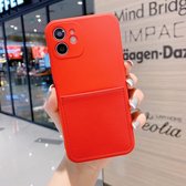 Vloeibare siliconen huid voelt schokbestendig beschermhoes met kaartsleuf voor iPhone 12 Pro (rood)