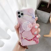 Frosted IMD-serie TPU-beschermhoes met houder voor iPhone 11 (roze)