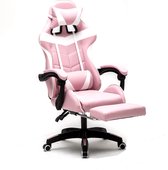 Gamestoel met voetsteun Cyclone tieners - bureaustoel - roze wit