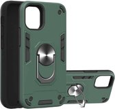 Voor iPhone 12 mini Armor Series PC + TPU beschermhoes met ringhouder (donkergroen)