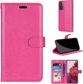 Voor Samsung Galaxy S21 5G Pure Kleur Horizontale Flip PU lederen tas met houder & kaartsleuven & portemonnee & fotolijst (Rose Red)