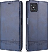 Voor Oppo A92s AZNS magnetische kalfsstructuur horizontale flip lederen tas met kaartsleuven & houder & portemonnee (donkerblauw)