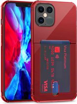 Transparante TPU-beschermhoes met kaartsleuven voor iPhone 12 Pro Max (rood)