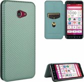 Voor Kyocera Katan Sumaho 2 (A001KC) Koolstofvezel Textuur Magnetische Horizontale Flip TPU + PC + PU Leather Case met Kaartsleuf (Groen)