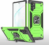 Voor Samsung Galaxy Note 10 Plus magnetisch pantser schokbestendig TPU + pc-hoesje met metalen ringhouder (groen)