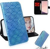 Voor Galaxy S8 Effen Kleur Kleurrijke Magnetische Gesp Horizontale Flip PU Lederen Case met Houder & Kaartsleuven & Portemonnee & Lanyard (Blauw)
