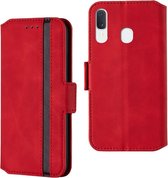 Voor Galaxy A20e Retro Frosted Oil Side Horizontale Flip Case met houder & kaartsleuven (rood)