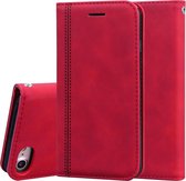 Voor iPhone SE 2020 & 8 & 7 Frosted Business Magnetische Horizontale Flip PU lederen tas met houder & kaartsleuf & lanyard (rood)