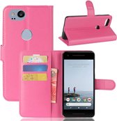 Voor Google Pixel 2 Litchi Texture Horizontale Flip Leren Case met Houder & Kaartsleuven & Portemonnee (Magenta)