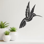 Wanddecoratie - Kolibrie - Vogel - Dieren - Muziek - Hout - Wall Art - Muurdecoratie - Woonkamer - Zwart - 34 x 29 cm