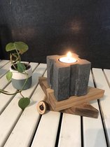 kado-cadeautje - ritual - geschenkset - El Beton Vuur & Natuur La X - kaarsenhouder - wachinelichthouder - kaarsen - beton - touw - sfeerlicht - kaarsen - wachinelichtjes - zwart -