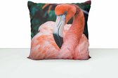 Sierkussen - Flamingo - Woon accessoire - Kussen met dierenfoto - 40 x 40 cm