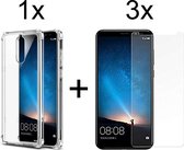Huawei Mate 10 Lite hoesje shock proof case transparant hoesjes cover hoes - 3x Huawei Mate 10 Lite Screenprotector